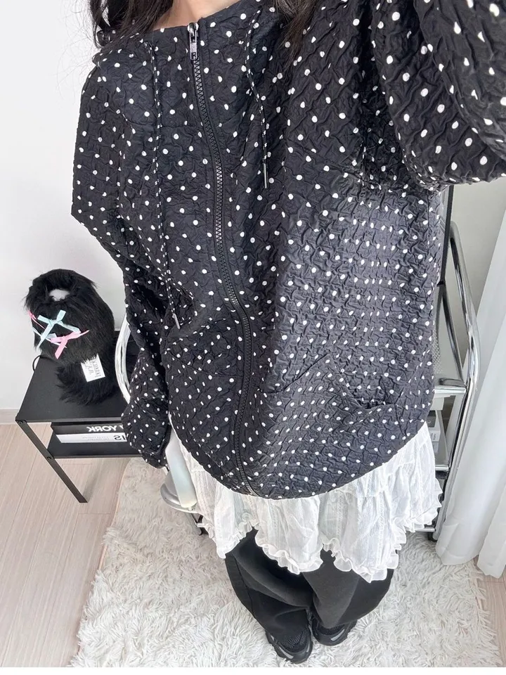 💝인기아우터💝주문폭주[봄아우터] 엔티JP 엠보 도트 후드 집업 /떙땡이/바람막이/봄/여름/아우터/얇은집업 - 2color 상세 이미지 26