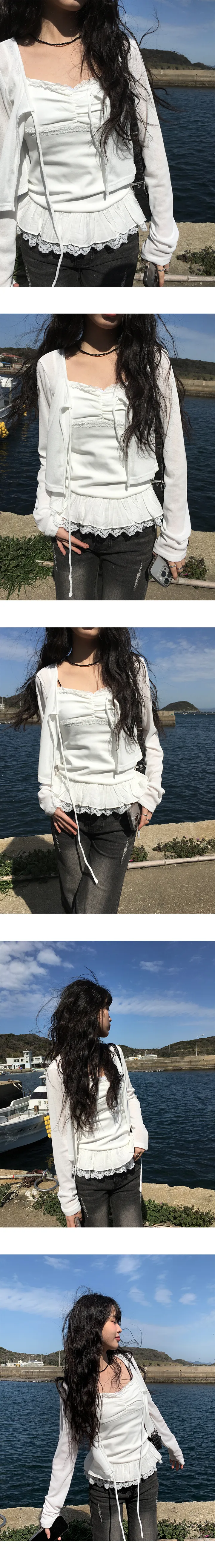 [고퀄🤍/유사제품주의/SET] 베럴 레이스 레이어드 나시 가디건 세트 (2color) 상세 이미지 10
