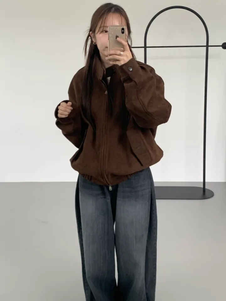 가성비갑) 로컬 스웨이드 자켓 (2color) [스웨이드/자켓/가을코디/코디추천/가성비/숏자켓/점퍼/대학생/y2k/데일리/겨울코디] 상세 이미지 4