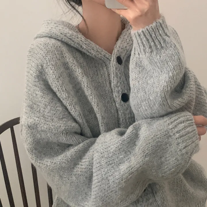 [후기보장*.*/루즈핏🤍] 보호본능, 아방핏 도톰 니트 후드가디건 - 5color 상세 이미지 9