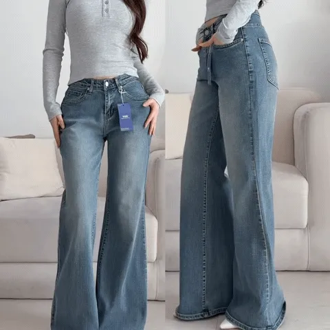 수선No! ~2XL"적당한와이드핏" 숏,기본,롱 3기장 세미 와이드 부츠컷 데님 팬츠 청바지 (4color)
