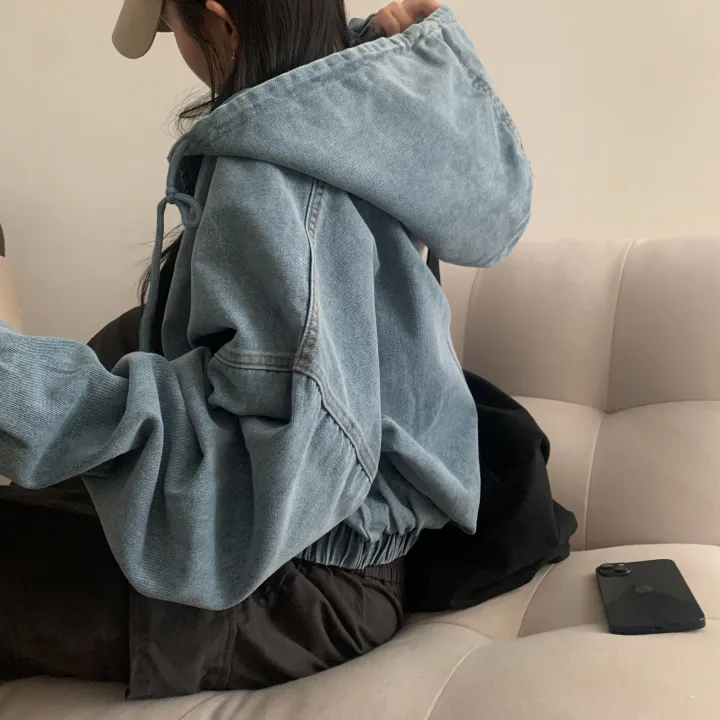 [단독!2가지버전💫/투웨이!] 데님 밴딩후드 투웨이 크롭,루즈핏 야상점퍼/집업 - 2color 상세 이미지 8