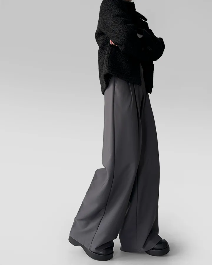 [~3XL/2기장] 르네상스 모더니즘 더블 핀턱 통 와이드 루즈핏 슬랙스 긴바지 롱팬츠 상세 이미지 12