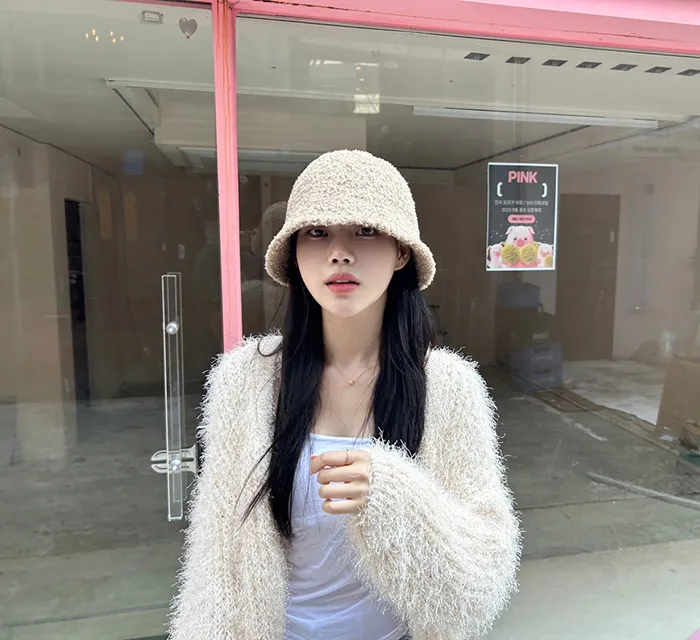 [당일배송]루킨포자체생산[특가세일]무지 뽀글이 벙거지 [묶음세일]뽀송이 양털 니트 버킷햇 모자 4color(블랙칼라-2000원) 상세 이미지 22
