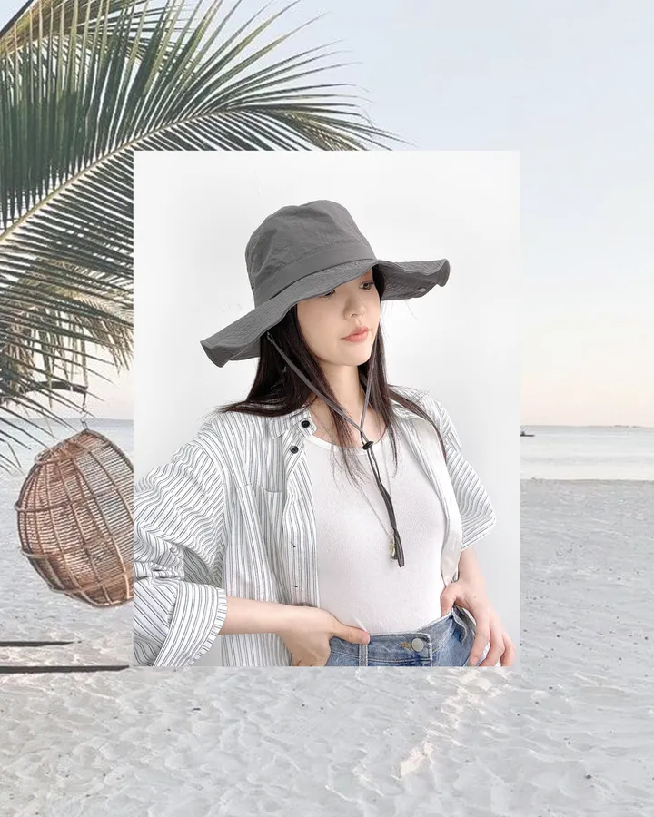 [5col/당일출고] 웨스턴 캠핑 사파리 대챙 와이드 턱끈 벙거지모자 버킷햇 상세 이미지 1