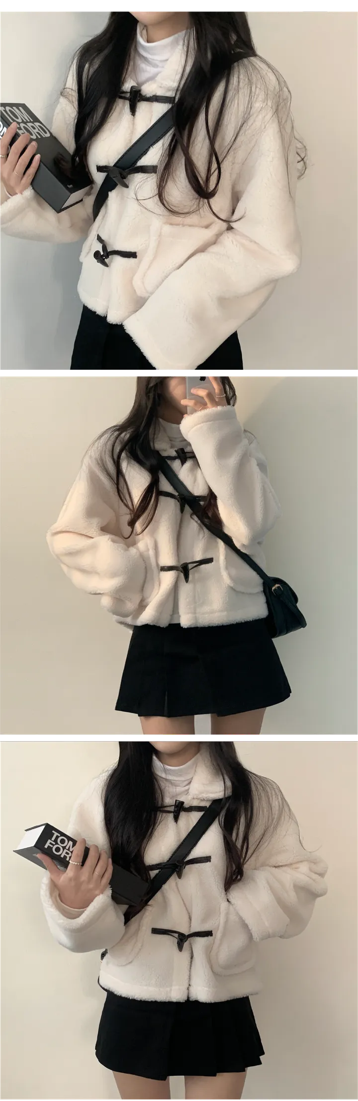[폭닥,도톰/러블리💓] 보슬보슬, 밍크 양털 카라 떡볶이 숏 코트 자켓 4color 상세 이미지 4