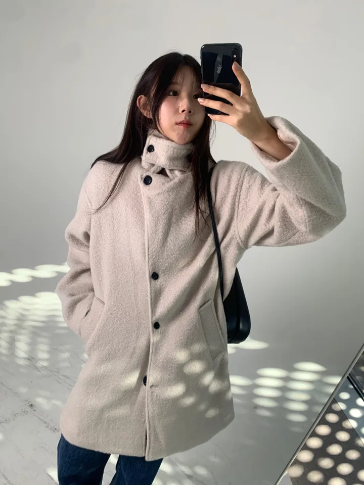 [최저가]하이넥 부클 반코트 하프코트 상세 이미지 7
