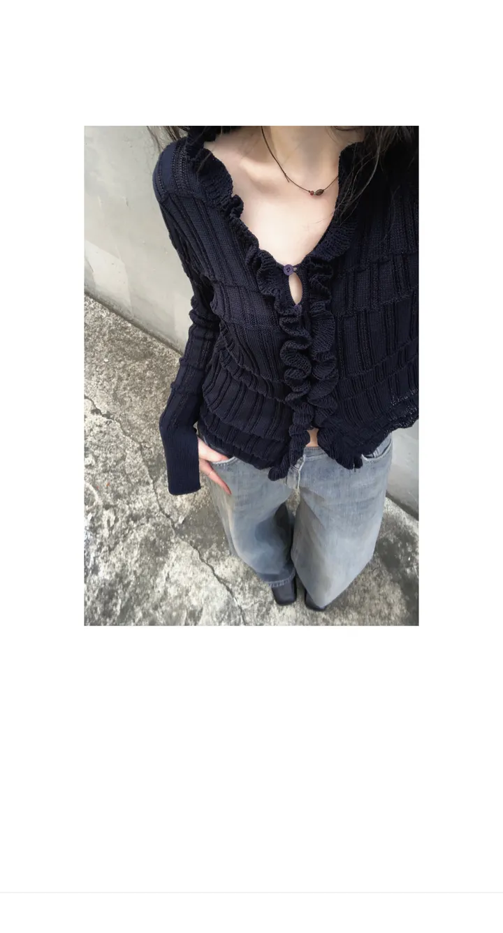 ruffle lyocell knit cardigan (2color) / 러플 라이오셀 니트 가디건 상세 이미지 17