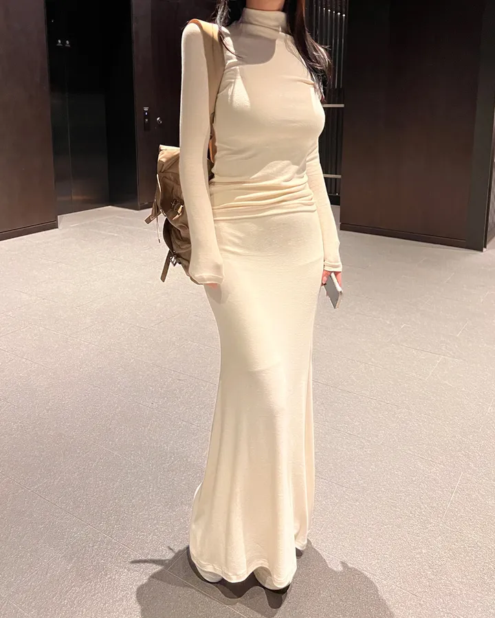 (THEMANON MADE) 로잘린 하이넥 맥시 스커트 투피스 세트 (3color) 상세 이미지 26
