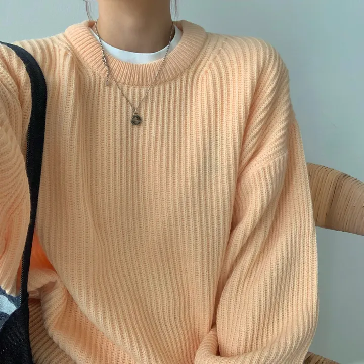 6col 베이직ㅣ여유로운 피그멘티 라운드넥 루즈핏 기본 캐주얼 니트 상세 이미지 21
