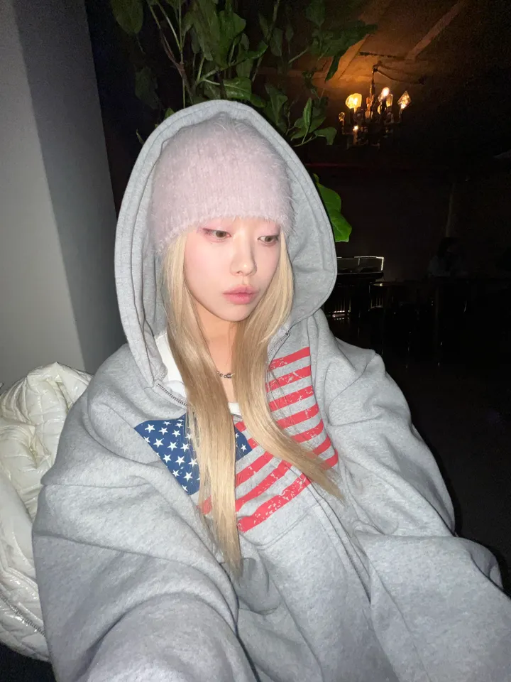 (기모ver) American flags cropped hooded zip-up [2color] 상세 이미지 7