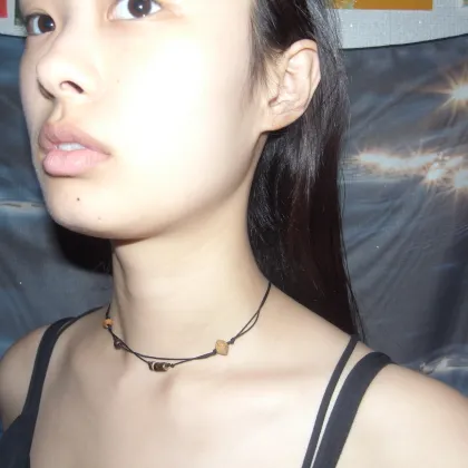 [2color]빈티지 나무 우드 비즈 꼬임 두줄 초커 목걸이 상세 이미지 2