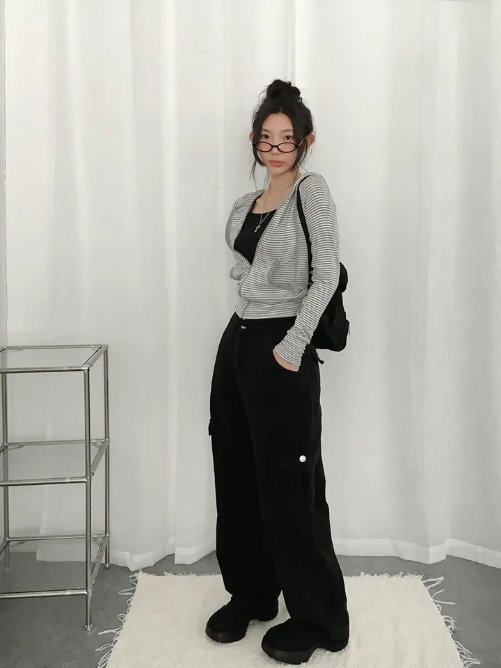 [말라핏보장❣️슬림핏 데일리 잔단가라 골지 후드집업] 로티단가라슬림후드집업 상세 이미지 11