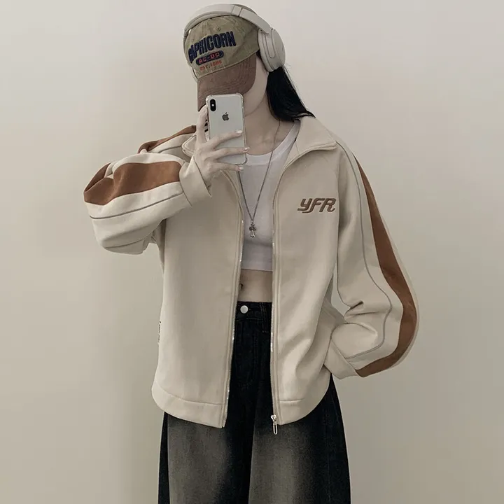 [보온력갑!/겨울까지] 스웨이드 하이넥 배색집업 오버핏 후리스자켓 점퍼 상세 이미지 14