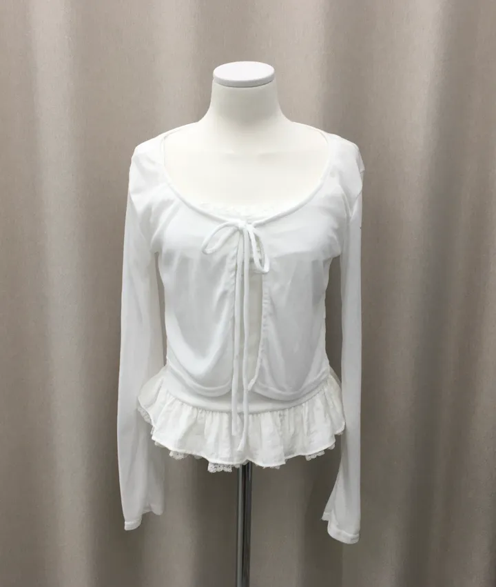 [나시가디건세트] 캉캉 레이스 레이어드 시스루 가디건 세트 (2color) 상세 이미지 3