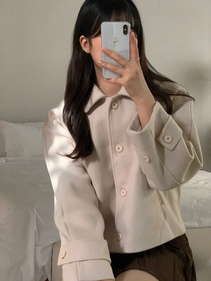 [아방루즈핏/💞러블리] 머스 카라 숏 코트 자켓 모직코트 상세 이미지 7