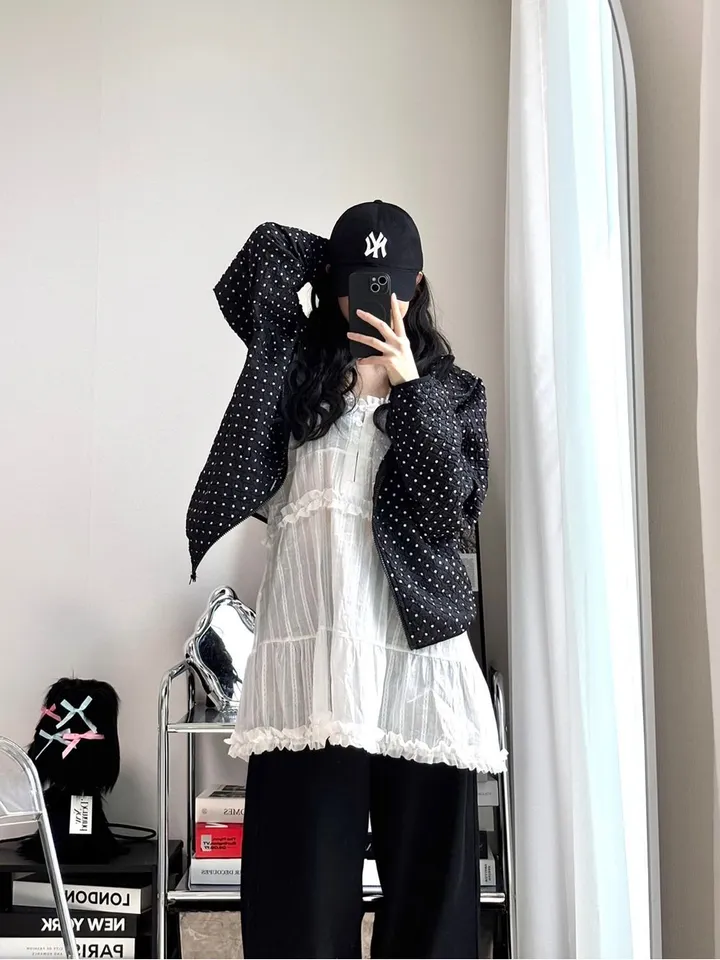 💝인기아우터💝주문폭주[봄아우터] 엔티JP 엠보 도트 후드 집업 /떙땡이/바람막이/봄/여름/아우터/얇은집업 - 2color 상세 이미지 35