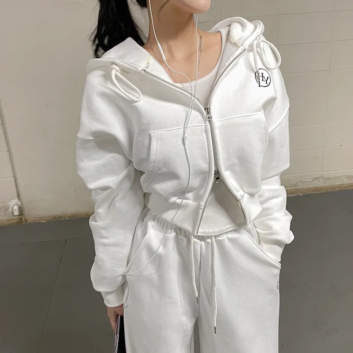 [MADE/허리잘록!][고퀄보장] 데이지 크롭 후드집업+롱 와이드팬츠 set 봄트레이닝 데일리추리닝 상세 이미지 38