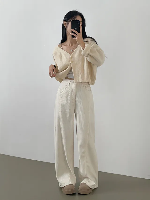 [한파대비/3기장~2XL!] 스냅버튼 융기모 코듀로이 골덴 폴딩 와이드팬츠 4color 상세 이미지 14