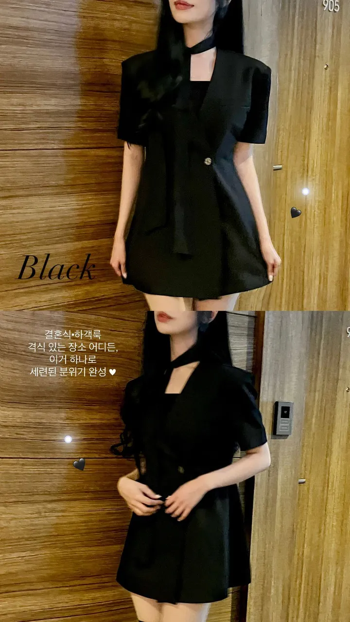 [하객룩👰🏻‍♀️/주문폭주/반팔ver] 하이퀄리티 타이 라인 반팔 하객 자켓 원피스 (3color) 상세 이미지 7