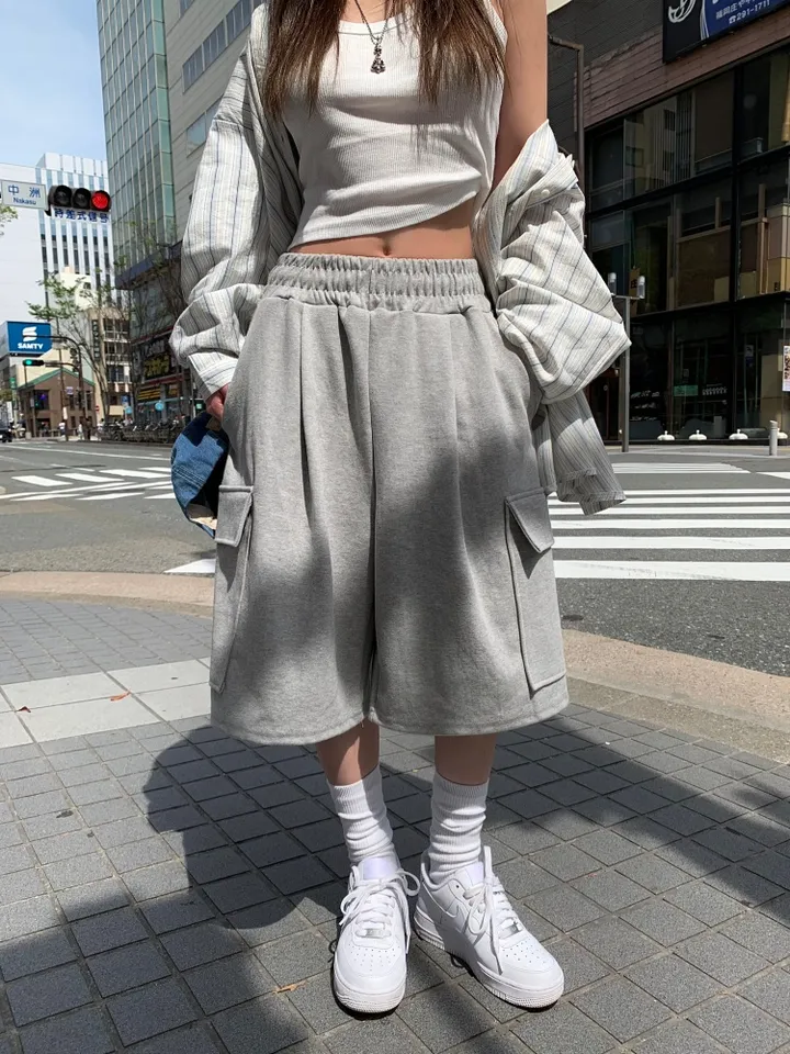 🚀2size/부분당일발송🚀 루어 카고 버뮤다 PT / 코튼 면 밴딩 트레이닝 와이드 버뮤다 팬츠 여름 반바지 바지 버뮤다팬츠 버뮤다바지 5부바지 6부바지 카고반바지 카고버뮤다 상세 이미지 19