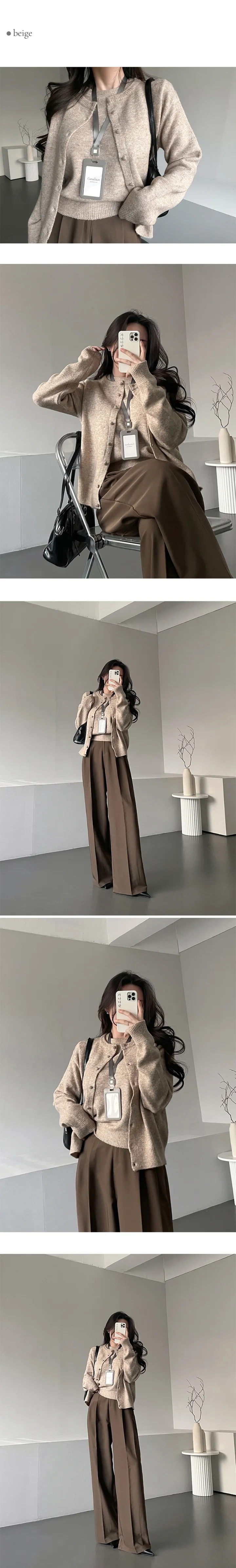 [고급진퀄리티✨] 가나다란 이센스 고급스러운 라운드넥 니트 가디건 5color 상세 이미지 8