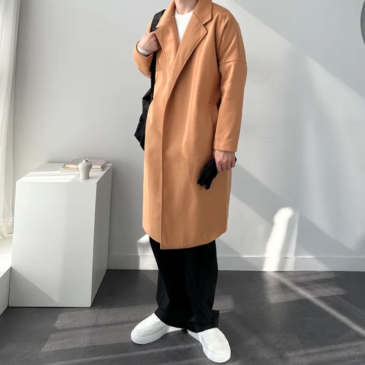 [1+1할인] 오버핏 로브 코트 미니멀 빅사이즈 아우터 남자롱로브코트 상세 이미지 8