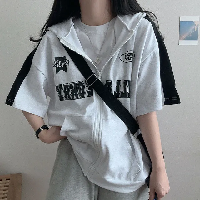 [오버핏!/반팔집업] 핏예쁜, 윌비 반팔 배색 후드집업 (3color) 상세 이미지 7