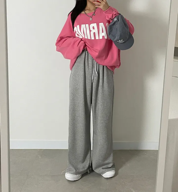 [MADE] (*Y존부각X/기모선택가능*) 인생 와이드 일자 팬츠 트레이닝 무지 밴딩 하이웨스트 빅사이즈 오버핏 자체제작 바지 상세 이미지 19