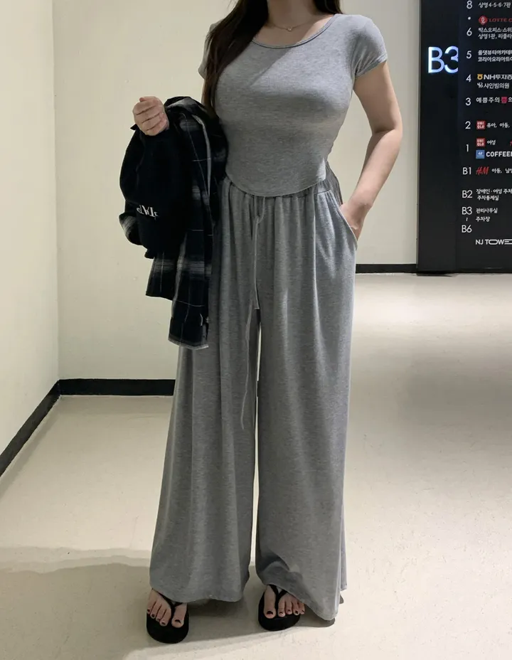 후리 훌 핀턱 와이드 트레이닝 팬츠 상세 이미지 30
