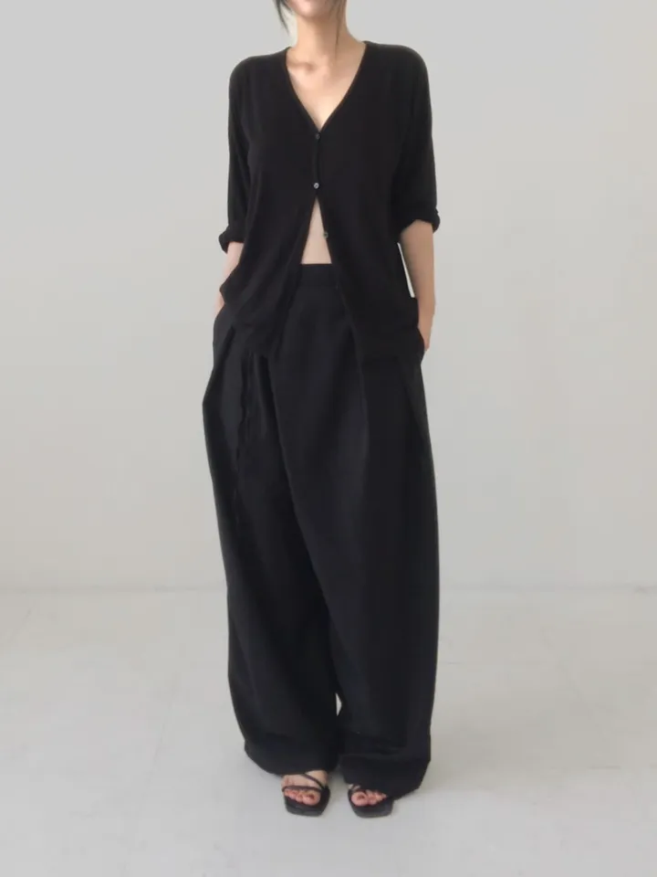 블랙 루즈핏 브이넥 가디건 상세 이미지 10