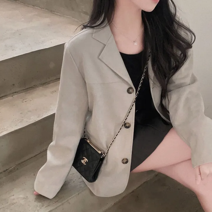 [갓성비!]차분한 감성,스웨이드 루즈핏 하프 카라 자켓 상세 이미지 26