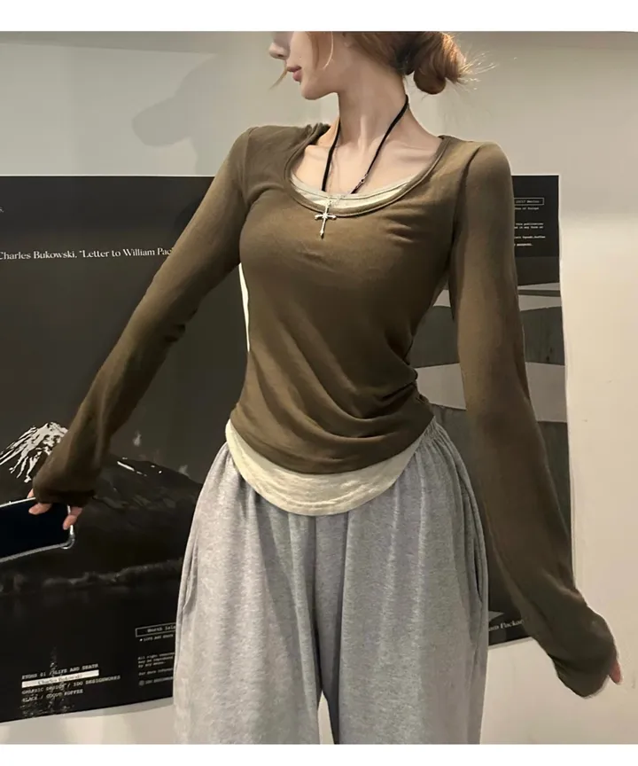 [핏보장/말라핏] 레이어드 여리슬림 유넥 쫀득티셔츠 상세 이미지 9