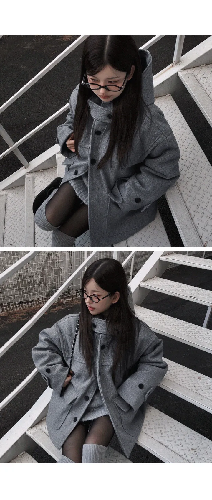 [찐따뜻해요🔥] 힙즈 후드 포켓 하프코트 울모직코트 두꺼운코트 도톰코트 겨울코트 겨울아우터 겨울옷 겨울신상 상세 이미지 8