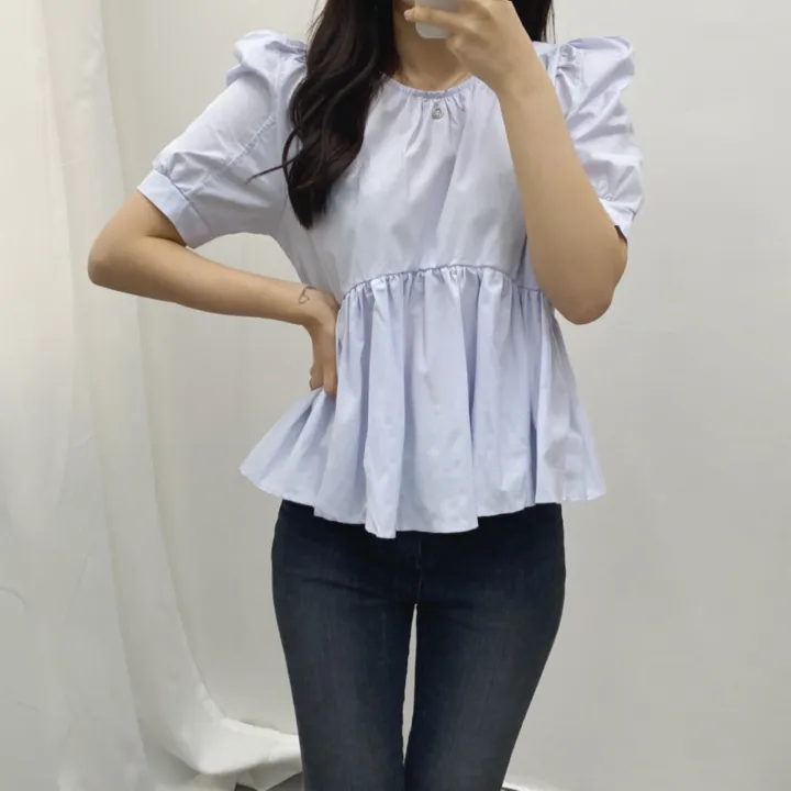 (전색상당일발송!) 파스텔 셔링 퍼프 블라우스 3color 상세 이미지 20