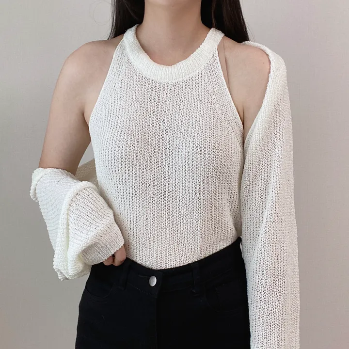 최저가! [자외선차단/필수템] 페스티벌 워터밤 흠뻑쇼 썸머 휴가룩 여리 블루 파랑 볼레로 크롭 니트 가디건 상세 이미지 18