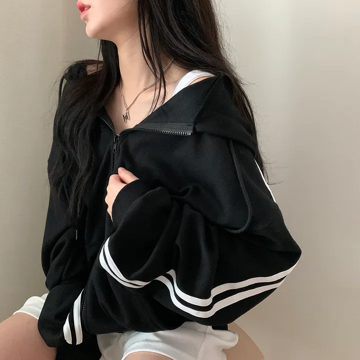 [루즈핏/꾸안꾸🖤] 키트 투라인 후드 집업 점퍼 상세 이미지 14