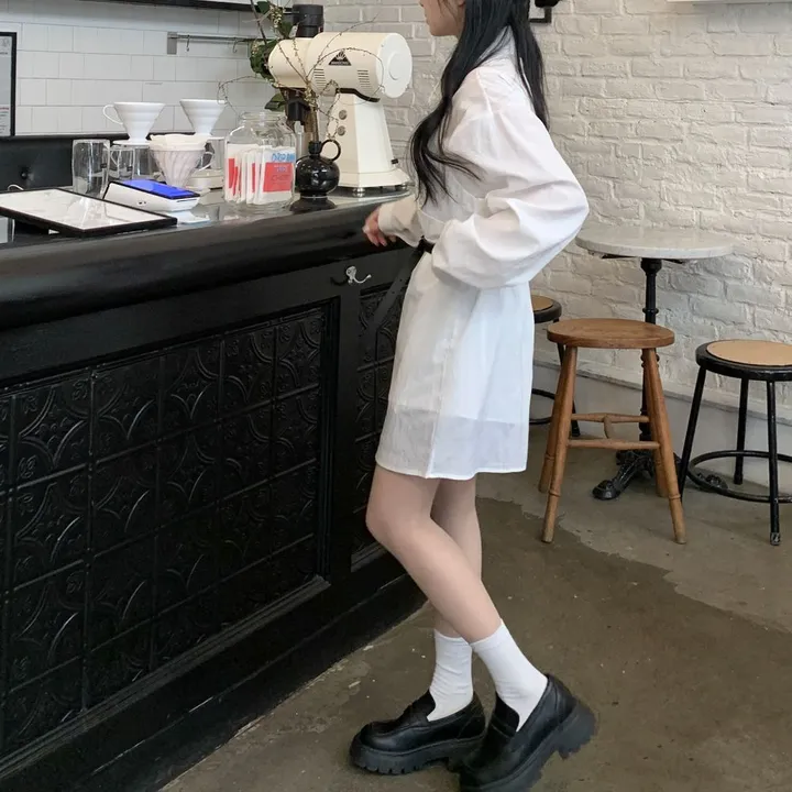 [set🖤/기장조절/데이트룩] 셔츠ops+뷔스티에ops 투피스 레이어드 세트set 상세 이미지 14