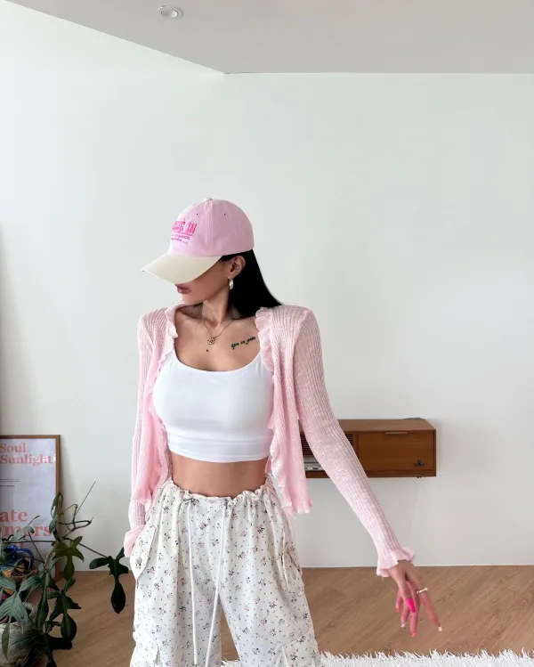 썸머 프릴 가디건 PINK COLOR 상세 이미지 12