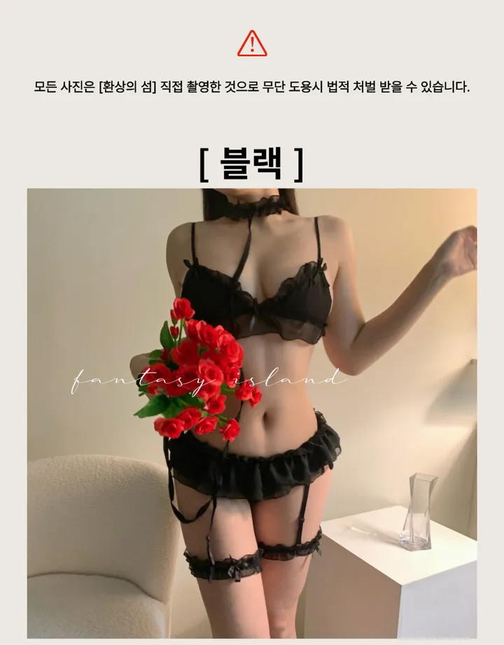 [🏆리뷰극찬🏆당일출고]리본 속옷 세트 시스루 섹시 브라 가터벨트 스커트 잠옷 란제리 이벤트 nancy (2 color) 상세 이미지 4