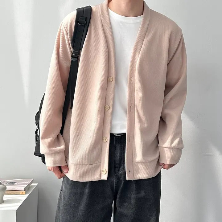4color 어깨 +3cm 남녀공용 오버핏 소프트 루즈핏 니트 가디건 자켓 남자브이넥베이직가디건 상세 이미지 14
