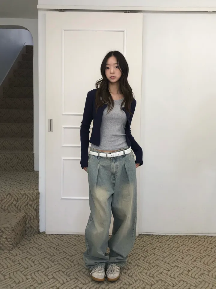 슬림핏 숏 골지 가디건 상세 이미지 33