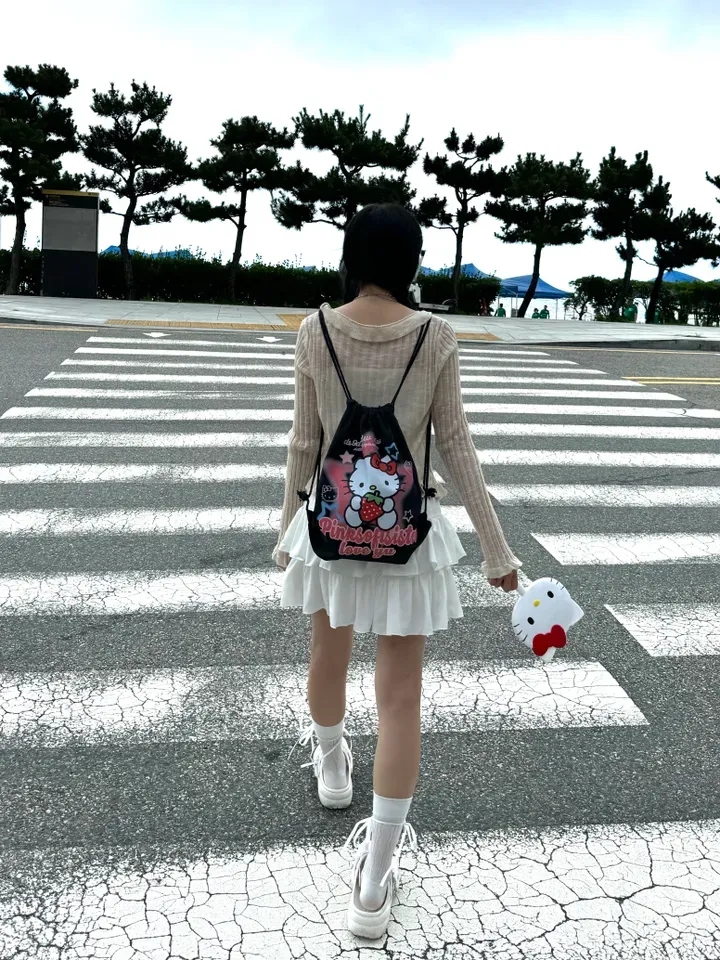 [정품]🍥퀄리티보장/키치스트링백팩4TYPE🍥키치 Y2K 컨버스 스트링 짐색 백팩 가방 보부상백 상세 이미지 18