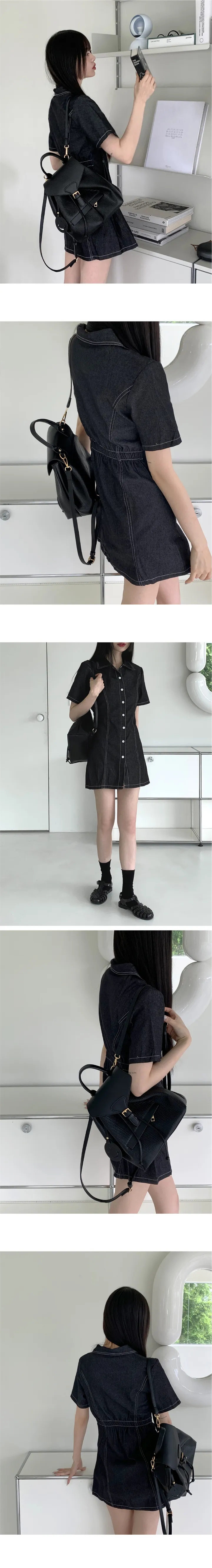 루트 스마일 버클 미니 가죽 버킷 백팩 상세 이미지 4