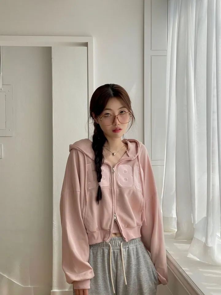 [기모버전추가!]6color 레븐 투지퍼 자수 배색 루즈핏 투웨이 크롭 후드 집업 상세 이미지 29