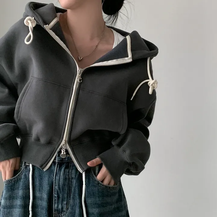 [완전인기✨/백염컬러 당일출고!] 자체제작 크치Made 꿈에 나온 핏, 투웨이 양기모 크롭 후드집업 ver 아우터 자켓 - zipup 상세 이미지 205