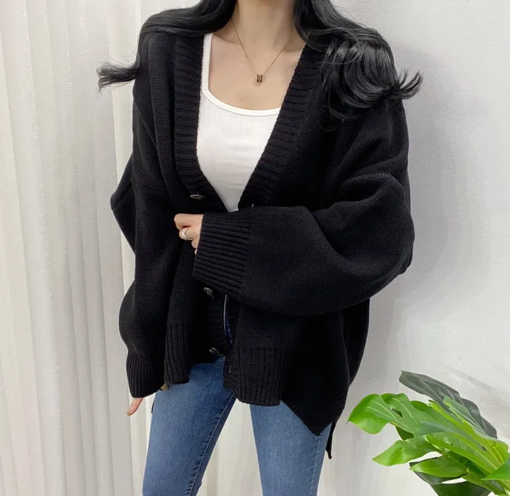 🚀당일발송-레드/블랙🚀[고퀄/데일리룩] 봄🌸 가을 디얼 터크 언발 오버핏 니트 가디건 상세 이미지 50