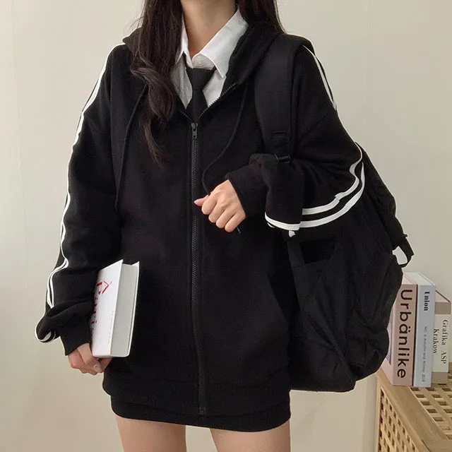 (◞˃ᆺ˂)◞💖[박시핏!/5컬러] 꾸안꾸강추 핏 예쁜 오버핏 심플 베이직 라인 두줄 포인트 기본 후드집업 상세 이미지 14