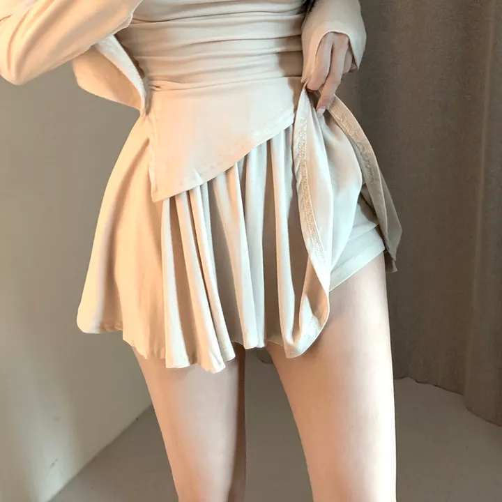 요물 3pcs💘 셔링 드레이프 나시 가디건 스커트 속바지내장 SET 상세 이미지 13