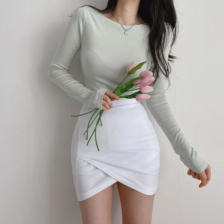 [찰랑~여리~/오프숄더O] 보트넥 입술넥 오프숄더 슬림 여리여리한 페미닌 긴팔 티셔츠 상세 이미지 19